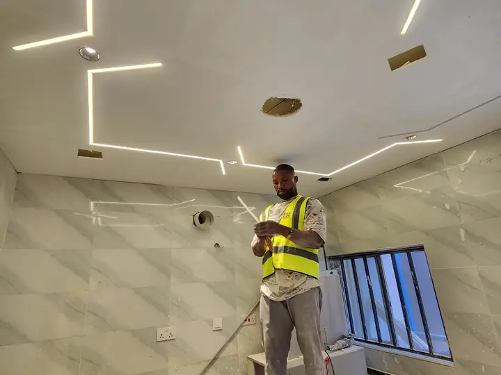 Modern ceiling and lighting detail in progress