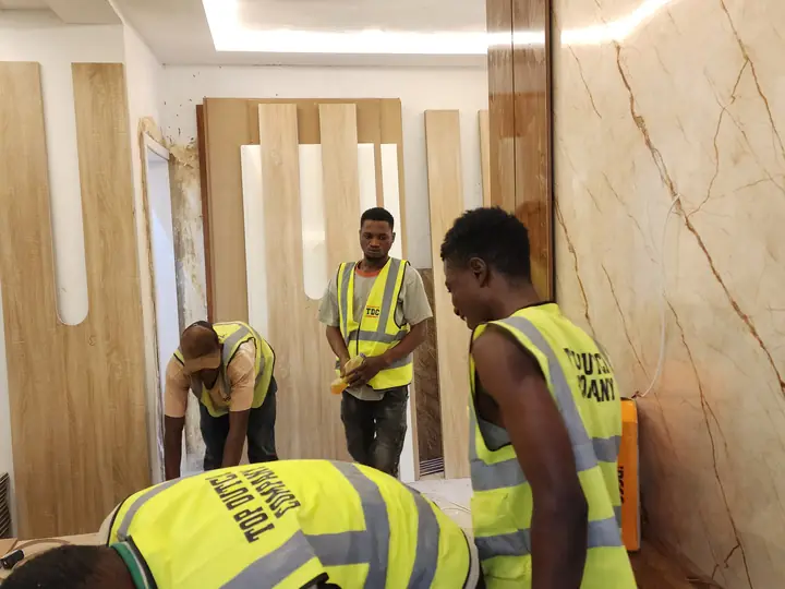 Wardrobe, wall panel, and room finishing work